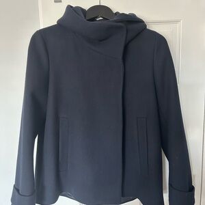 Zara Blue Pea Coat with Modern Design